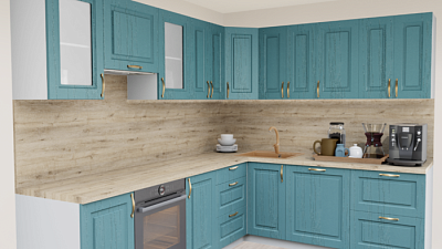 Кухня угловая Дуб аквамарин 162 Прямоугольник